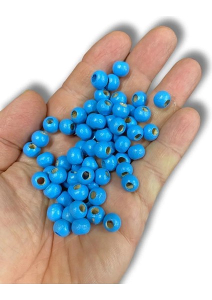 8 mm Bebek Mavi Ahşap Boncuk - 300ADET