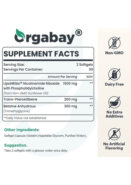 Liposomal Nicotinamide Riboside 2000 mg With Tmg And Pterostilbene 60 Softgels fiyatları