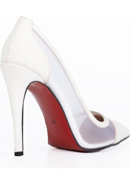 Ayakkabıefendisi Mina Beyaz Süet Stiletto