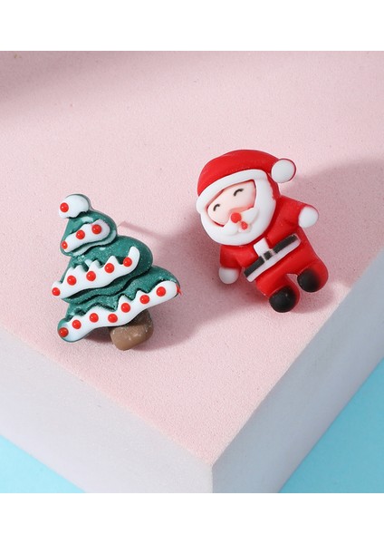 Hohoho Noel Baba ve Yılbaşı Çam İkili Konsept Küpe
