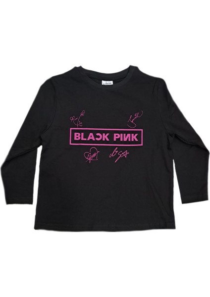 Blackpink Unisex Owersize Siyah Uzun Kollu Tshirt