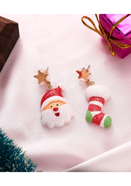 Mutlu Yıllar Noel Baba Yılbaşı Küpesi