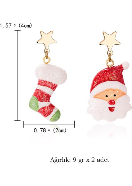 Mutlu Yıllar Noel Baba Yılbaşı Küpesi