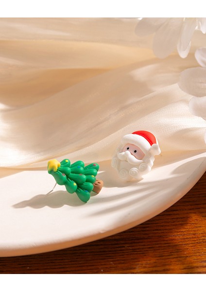 Yılbaşı Çamı Santa Noel Baba Yeni Yıla Küpe