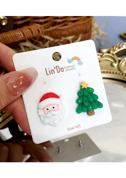 Yılbaşı Çamı Santa Noel Baba Yeni Yıla Küpe