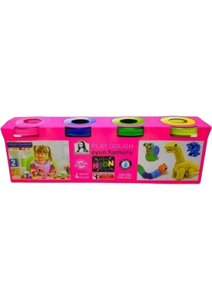 Oyun Hamuru 4 Lü Neon Renk Su Bazlı Play Dough 480 Gr1 PaketOyun Hamuru