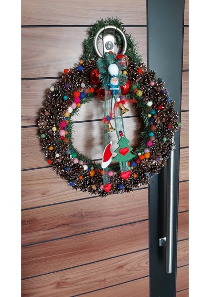 Yılbaşı Kapı Süsü Kozalaklı Yeni Yıl Christmas Noel