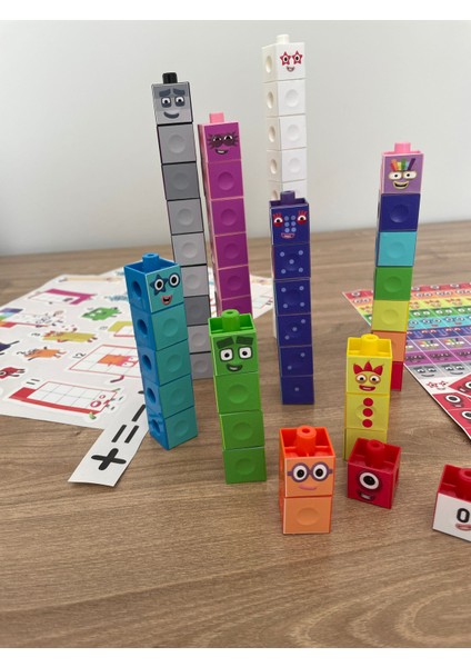 Gazi Kırtasiye Numberblocks 100 Parça Geçmeli Matematik Küpleri - Snapcubes / 0-10 Stickers ve 0-20 Maskot Stickers