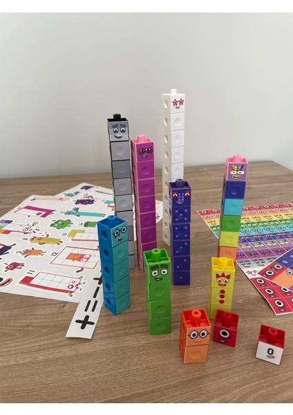 Gazi Kırtasiye Numberblocks 100 Parça Geçmeli Matematik Küpleri - Snapcubes / 0-10 Stickers ve 0-20 Maskot Stickers