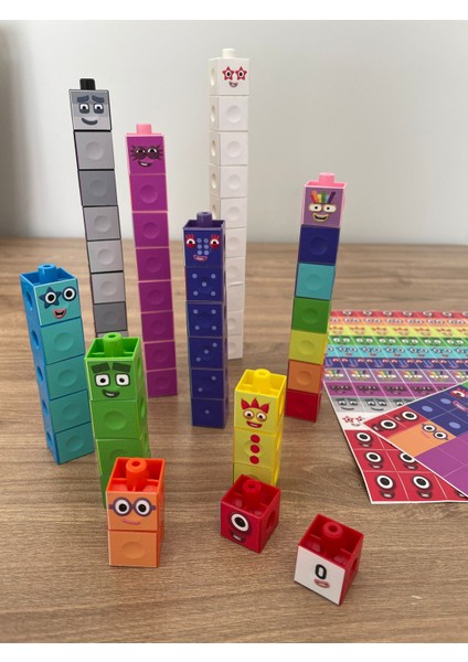 Gazi Kırtasiye Numberblocks 100 Parça Geçmeli Matematik Küpleri - Snapcubes / 0-10 Stickers