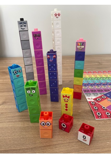 Gazi Kırtasiye Numberblocks 100 Parça Geçmeli Matematik Küpleri - Snapcubes / 0-10 Stickers