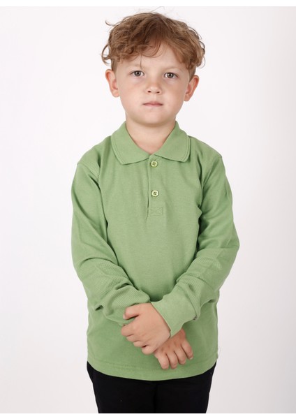 Çocuk Uzun Kol Normal Kalıp Comfort Polo Yaka Düz Renk Okul Penye Lakost T-Shırt modelleri