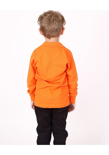 Çocuk Uzun Kol Normal Kalıp Comfort Polo Yaka Düz Renk Okul Penye Lakost T-Shırt