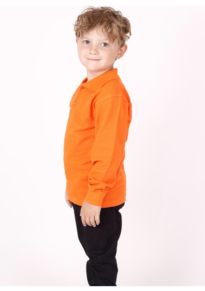 Çocuk Uzun Kol Normal Kalıp Comfort Polo Yaka Düz Renk Okul Penye Lakost T-Shırt fiyatları