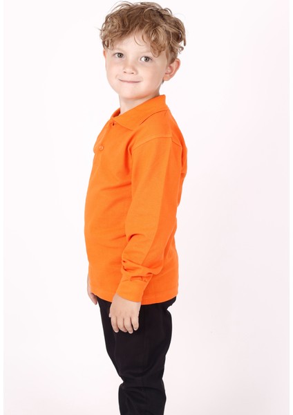 Çocuk Uzun Kol Normal Kalıp Comfort Polo Yaka Düz Renk Okul Penye Lakost T-Shırt modelleri