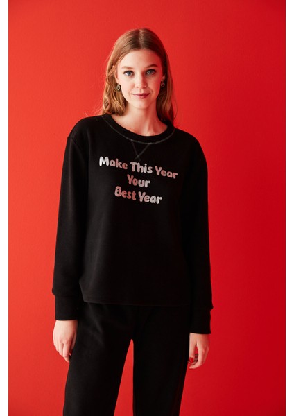 Açık Gri Melanj Your Best Year Termal Pijama Takımı