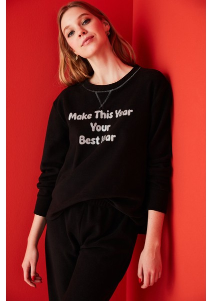 Açık Gri Melanj Your Best Year Termal Pijama Takımı