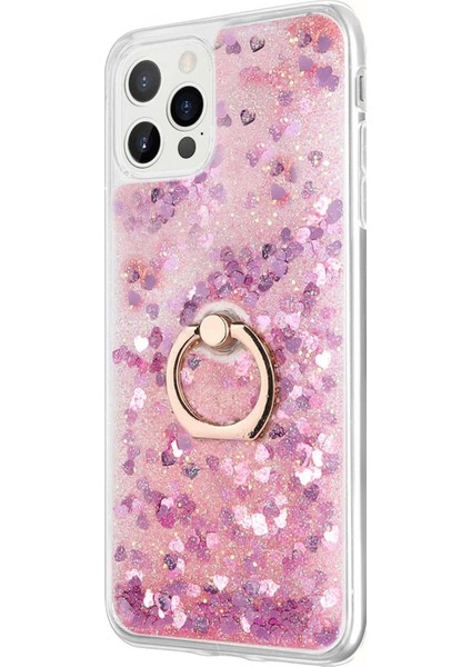 Apple iPhone 14 Pro Max Kılıf Glitter Liquid Holder Pembe