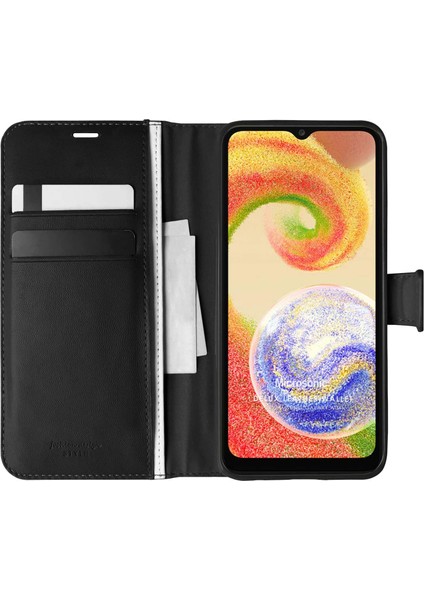 Samsung Galaxy A04 Kılıf Delux Leather Wallet Siyah