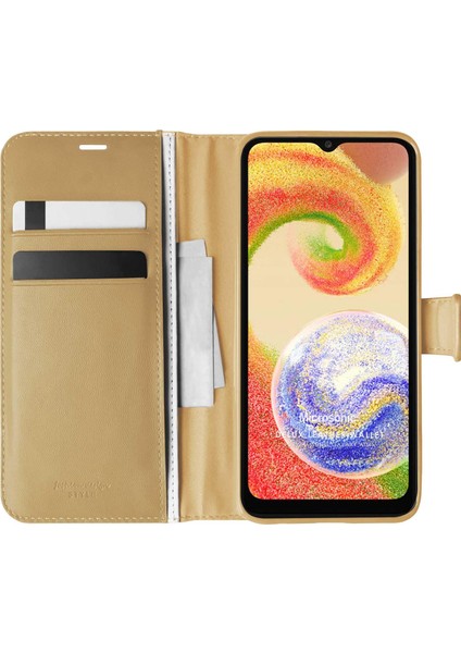 Samsung Galaxy A04 Kılıf Delux Leather Wallet Gold