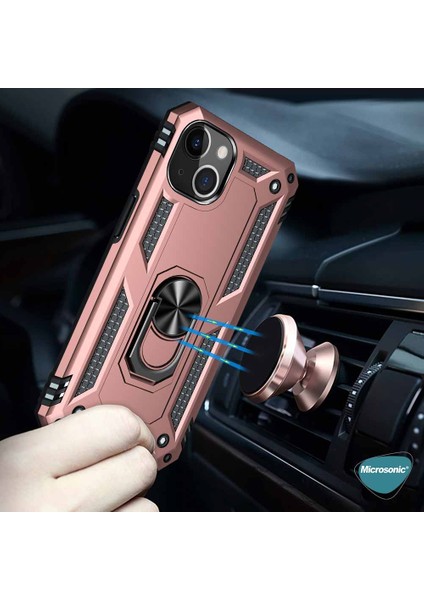Apple iPhone 14 Plus Kılıf Military Ring Holder Kırmızı