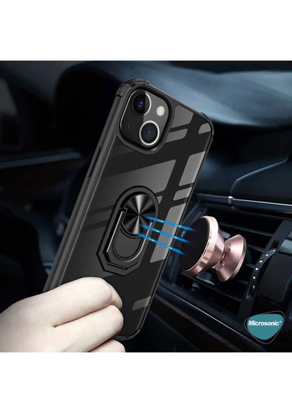 Apple iPhone 14 Plus Kılıf Grande Clear Ring Holder Siyah
