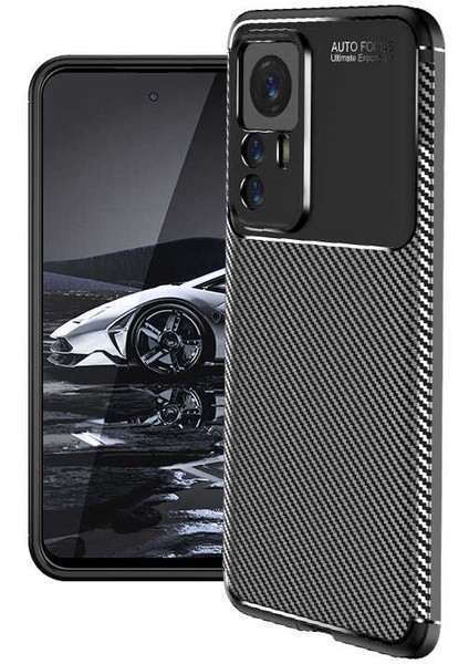 Xiaomi Mi 12T Pro Kılıf Rugged Armor Karbon Desenli Lüx Negro Silikon Arka Kapak Lacivert