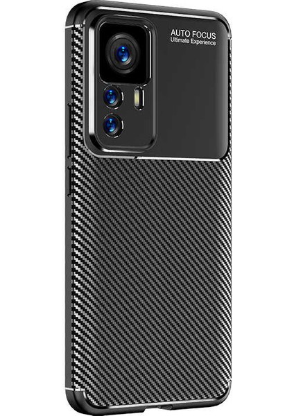 Case 4U Xiaomi Mi 12T Pro Kılıf Rugged Armor Karbon Desenli Lüx Negro Silikon Arka Kapak Siyah