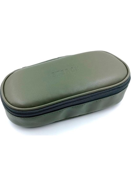 Oval Haki Suni Deri Kalem Çantası 326
