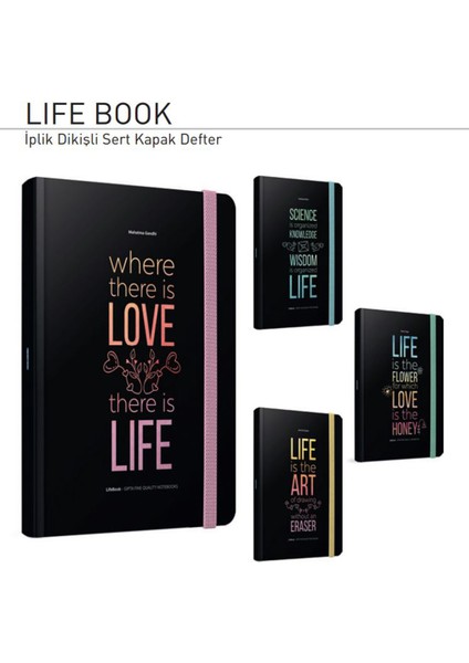 Lıfe Book Ipli Dikiş Sert Kapak A5 120 Yaprak Çizgili Defter 3644