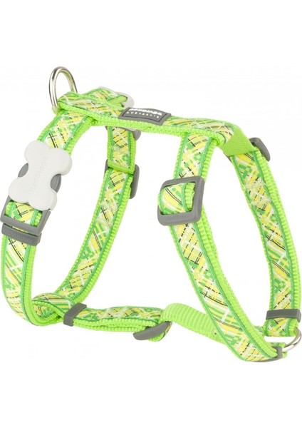 Flanno Desenli Lime Köpek Göğüs Tasması S /15MM