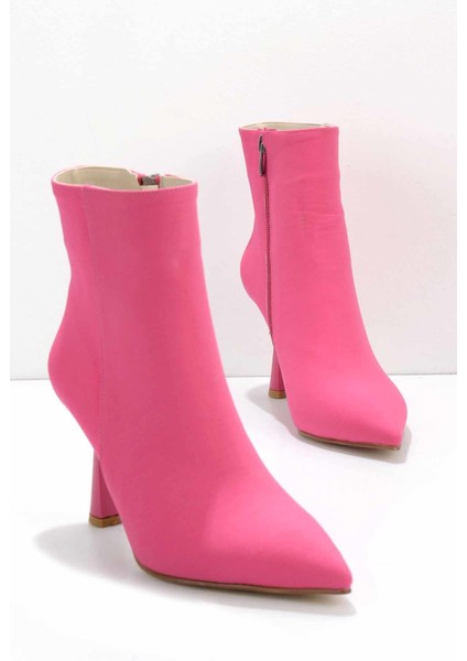 Mat Fuşya Saten Kadın Bot & Bootie K02992052938