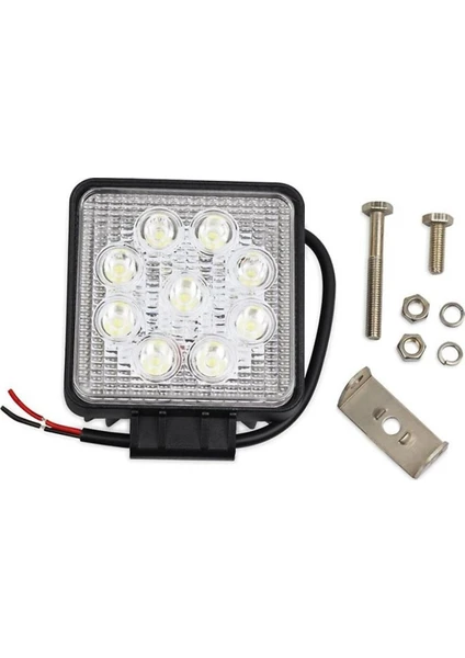 9 LED Kare (1 Adet) İş Makinesi Çalışma Lambası Off Road KALIN KASALI