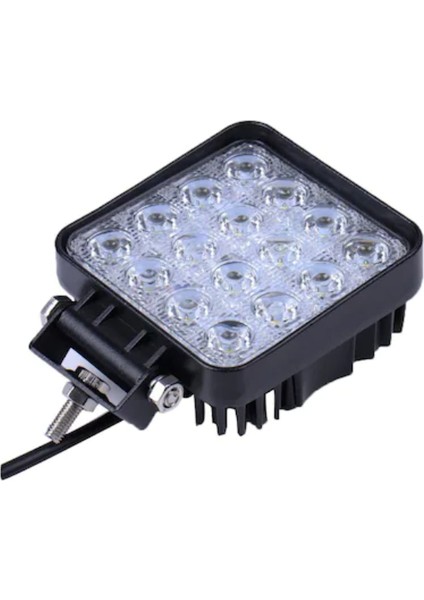 16 LED Kare (1 Adet) İş Makinesi Çalışma Lambası Off Road Farı KALIN KASALI