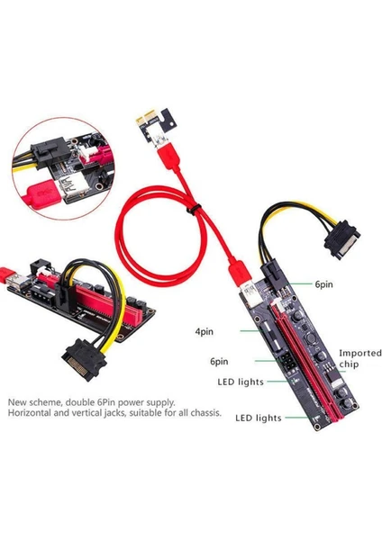 Pcı E 1x To 16X USB 3.0 Riser Ekran Kartı Bitcoin V009S 9.nesil