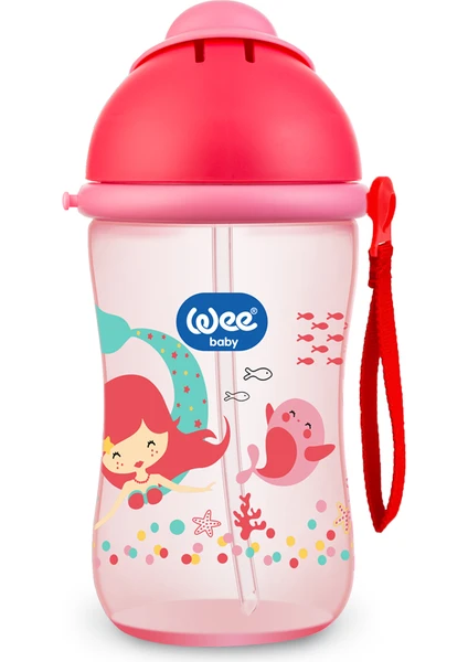 Wee Baby Desenli Pipetli Bardak 380 ml Pembe 6+Ay / 171