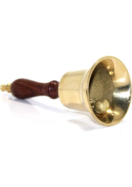 Ahşap Saplı Pirinç Başlıklı El Çanı ( 13CM * 5 cm)