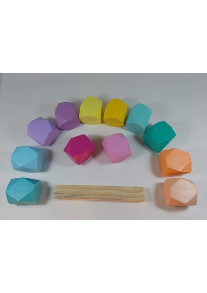 Wood Blocks Ahşap Denge Blokları Montessori Waldorf Eğitimi 12'li Set