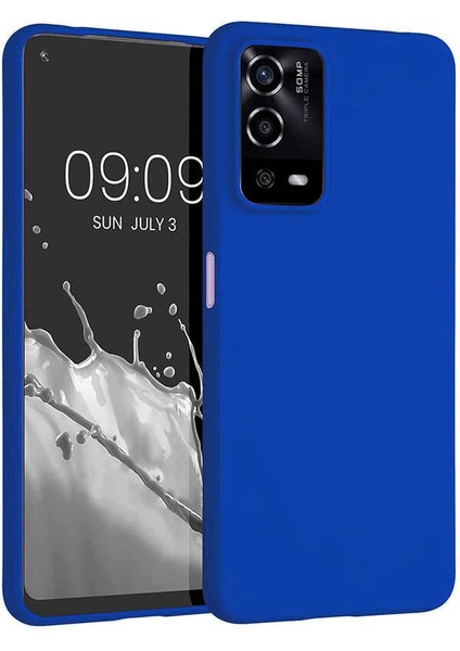 Oppo A55 4G Kılıf Klasik Mat Renkli Yumuşak Premier Silikon Saks Mavi