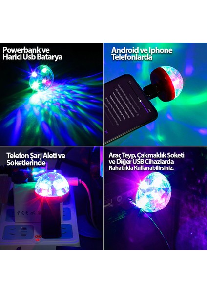 Sese Duyarlı Araç Içi Sese Duyarlı LED USB Lamba Disko Işıkları Disco Topu fiyatları