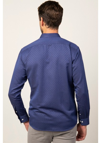 Klasik Fit Uzun Kol Armürlü Oxford Doku Erkek Gömlek KL220030-502 fırsatları