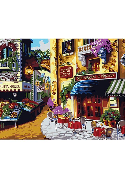 Manzara Sokak Köşesi Dıy Elmas Mozaik Tablo Mozaik Puzzle 30X40 cm (Yurt Dışından)