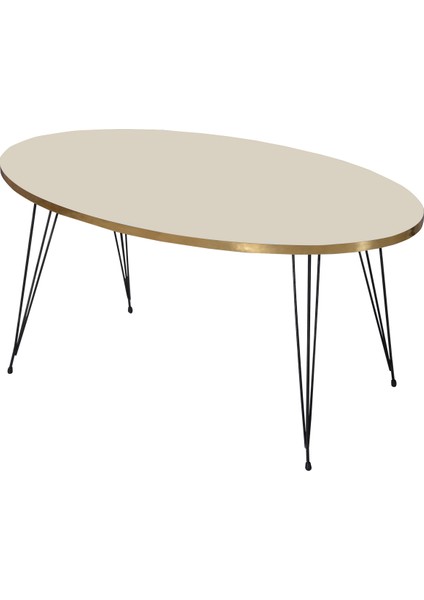 Zigon Sehpa ve Orta Sehpa Elips Set Siyah Tel Ayak Altın Krem indirimleri