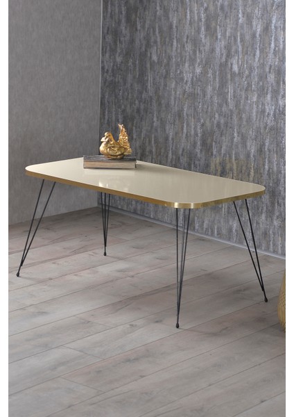 Zigon Sehpa ve Orta Sehpa Kr Set Siyah Tel Ayak Altın Krem fiyatları