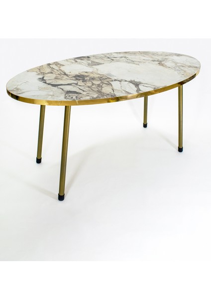 Orta Sehpa Elips Altın Metal Ayak Efes Altın