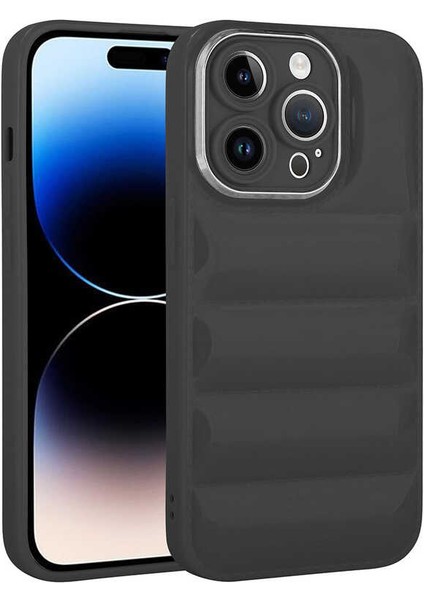 - Apple iPhone 14 Pro - Kılıf Kamera Korumalı Parlak Airbag'li Galya Kapak - Siyah