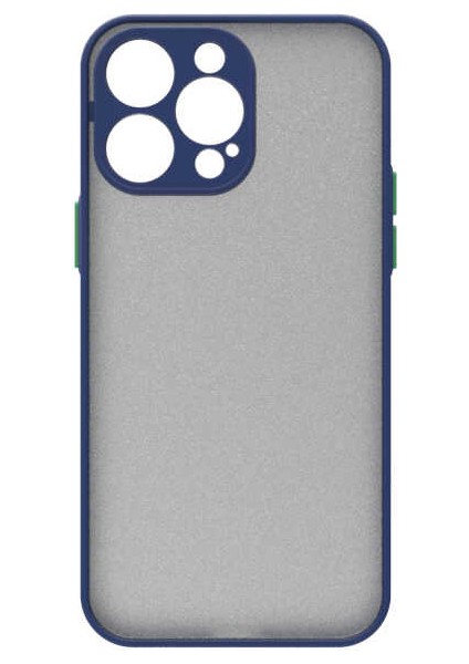 - Apple iPhone 14 Pro Max - Kılıf Arkası Buzlu Renkli Düğmeli Hux Kapak - Lacivert