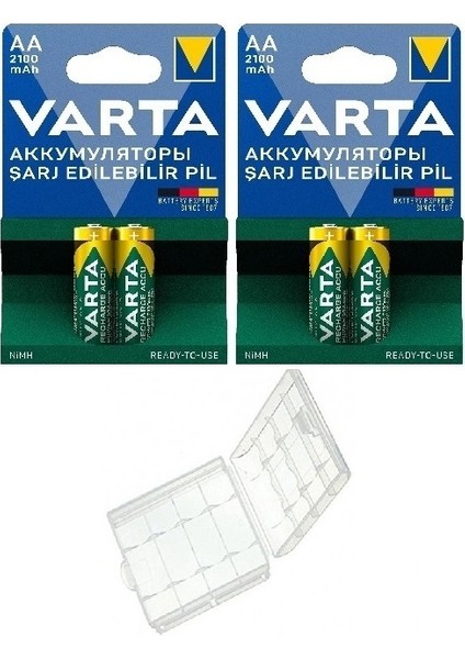 8 Adet 2100MAH Ni-Mh Ready To Use Aa Şarjlı Kalem Pil+ 4'lü Pil Saklama Kutusu Hediye