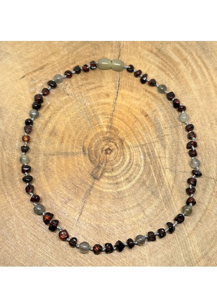 Damla Kehribar Vişne Renk Dumanlı Kuvars Bebek Kolye 33CM fiyatları