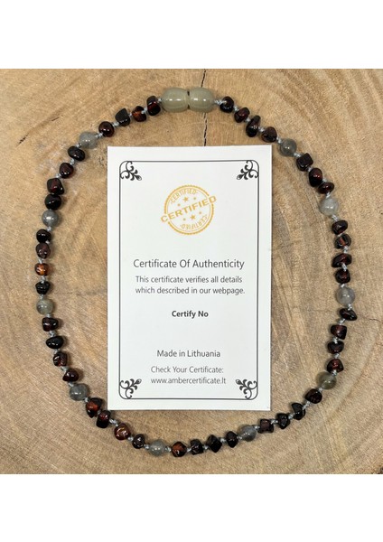 Damla Kehribar Vişne Renk Dumanlı Kuvars Bebek Kolye 33CM modelleri